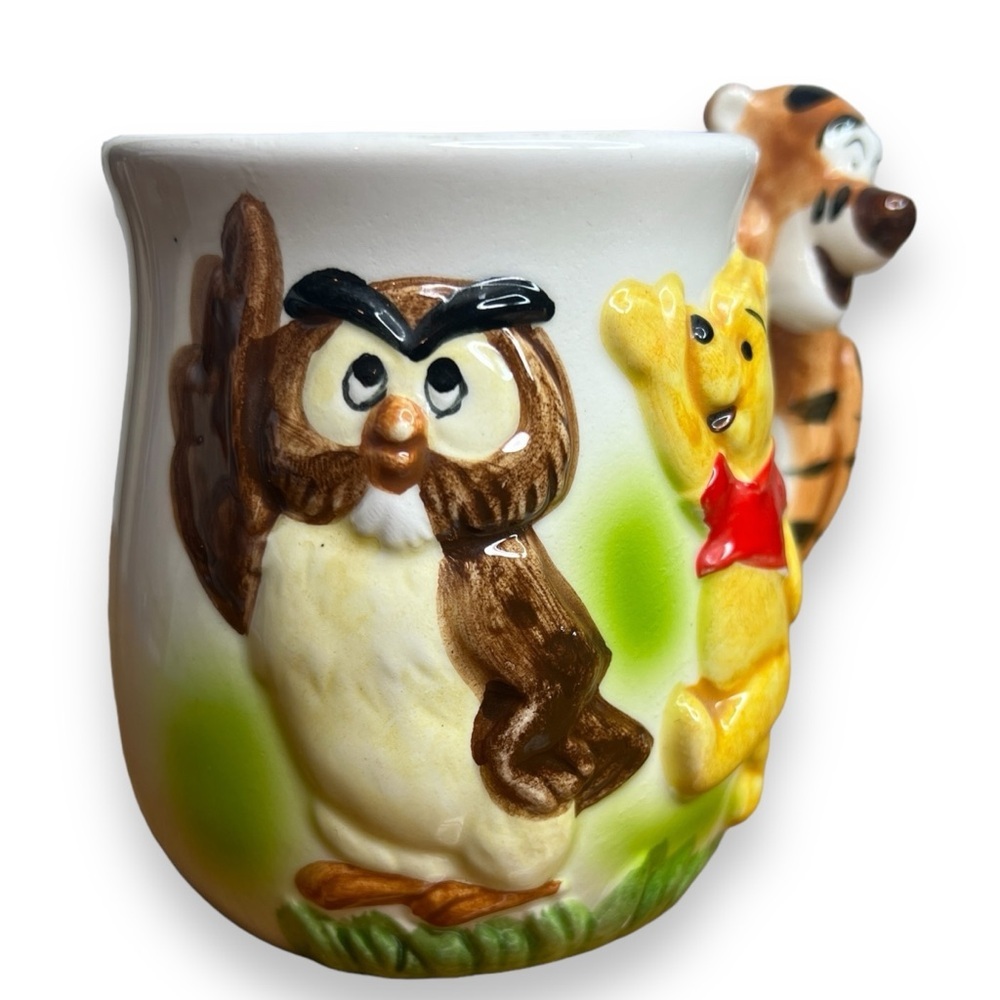 Vintage Disney Winnie the Pooh Glazed Ceramic Mug Tigger Owl - Picture 6 of 10